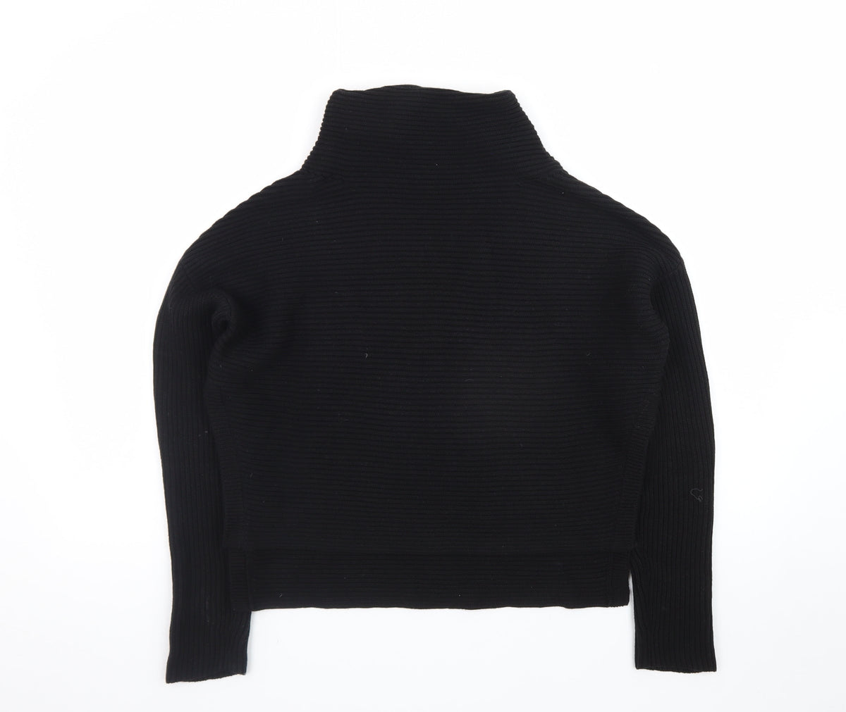 Back view of AllSaints Men's Black XS Roll Neck Ribbed Knit jumper