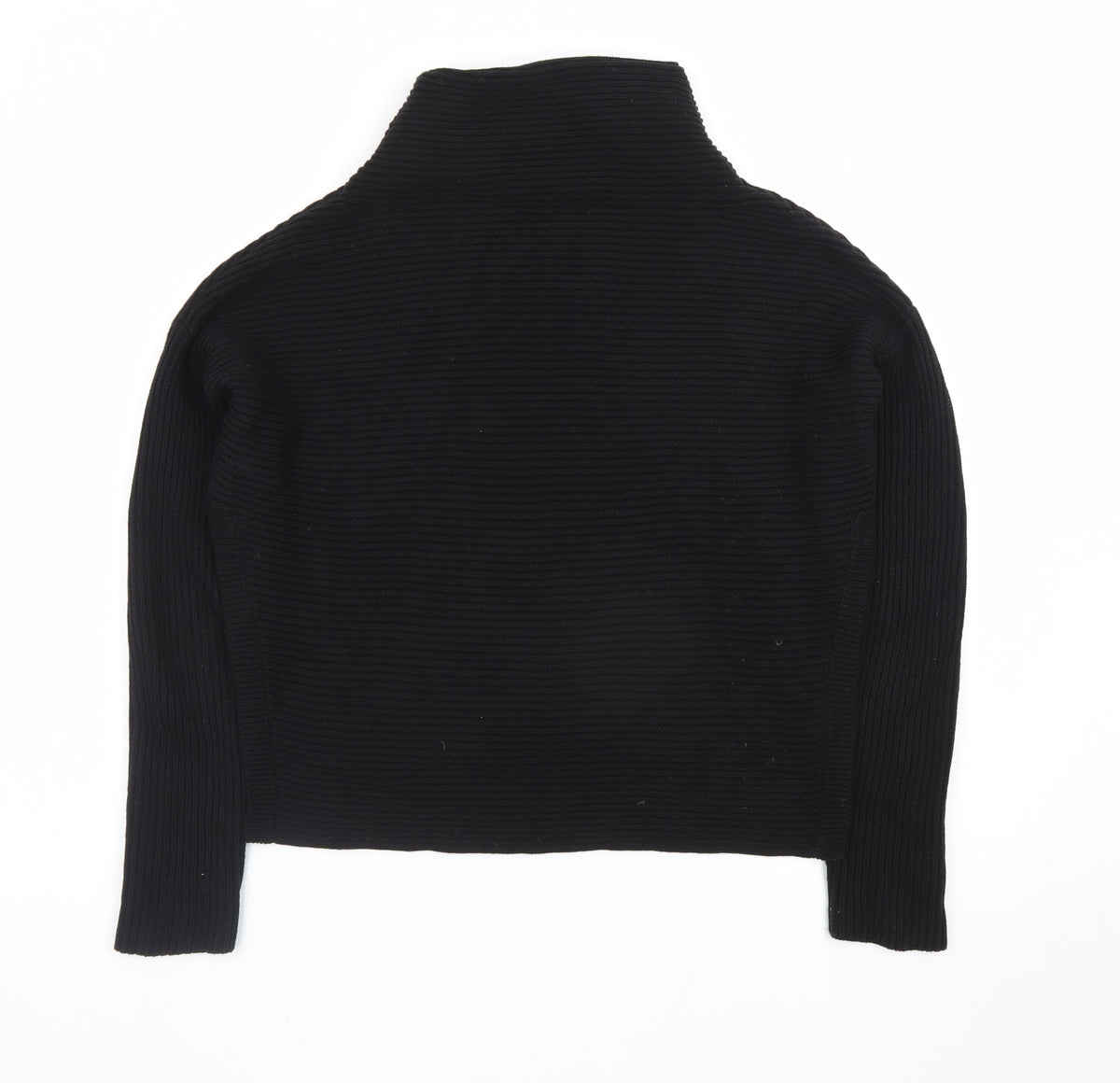 Brand and care label for AllSaints Men's Black XS Roll Neck Ribbed Knit jumper