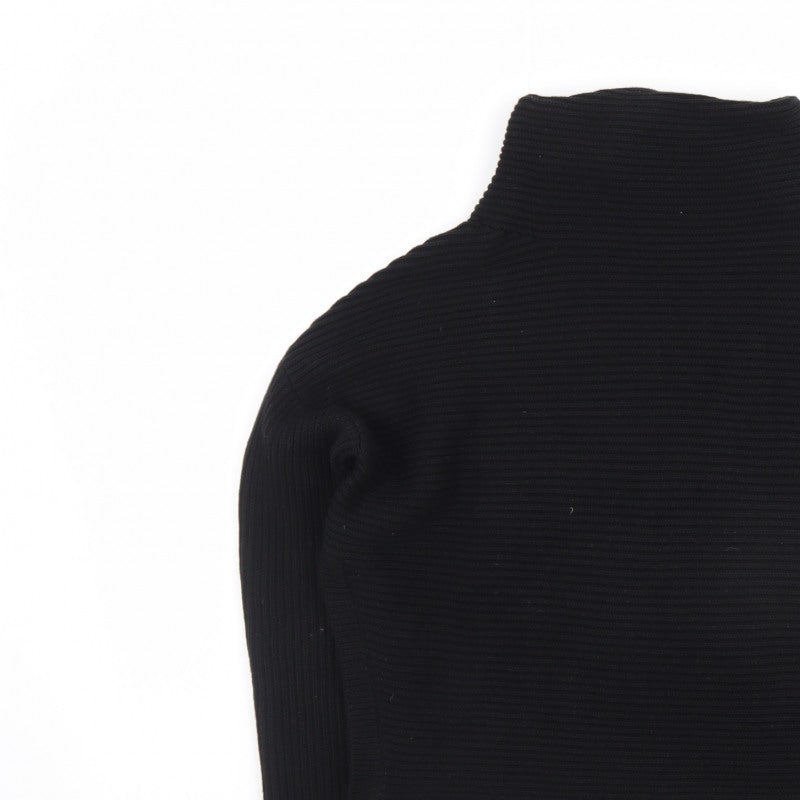 Additional view of AllSaints Men's Black XS Roll Neck Ribbed Knit jumper
