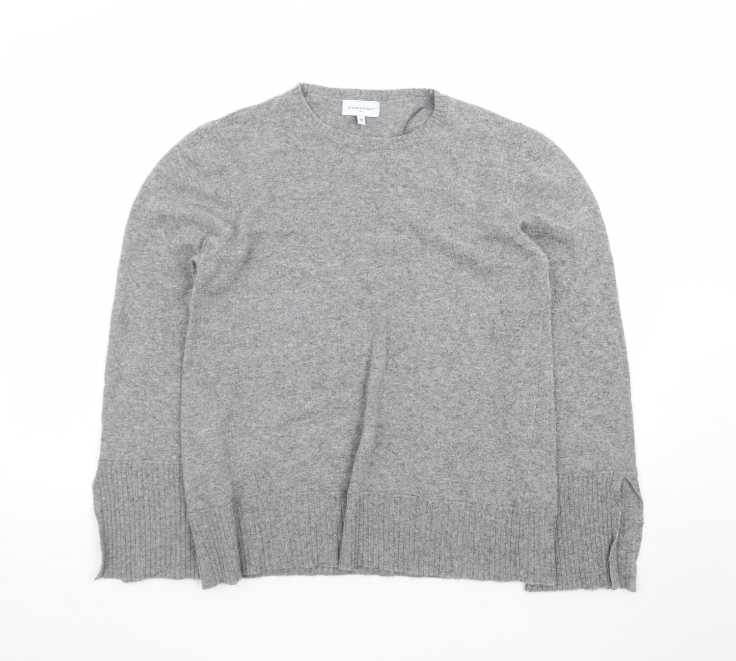 Bianco & Blu Womens Grey Wool Blend Crew Neck Pullover Jumper M