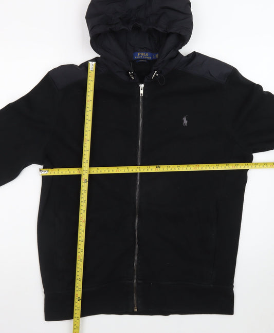 Polo Ralph Lauren Men's Black L Hooded Full Zip Estate Rib Jacket