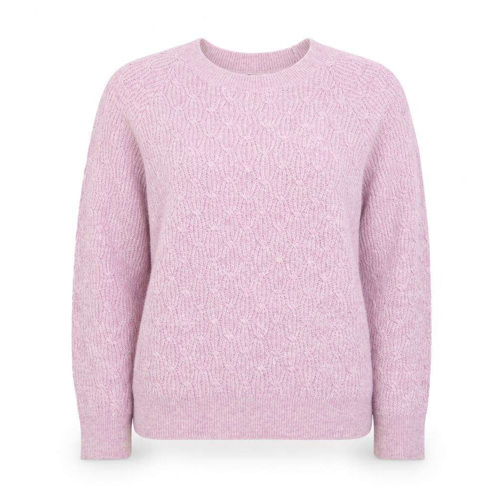 Laura Ashley Women's Pink Cable-Knit Lambswool Blend Jumper Size 14