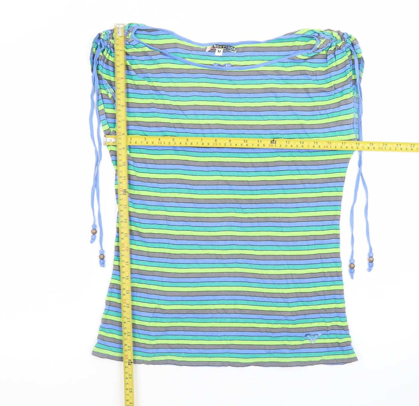 Roxy Women's Multicoloured Striped Boat Neck T-Shirt Size M