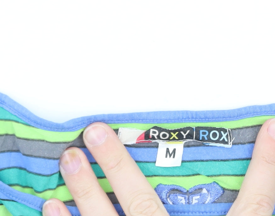 Roxy Women's Multicoloured Striped Boat Neck T-Shirt Size M