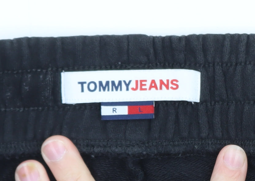 Tommy Jeans Men's Black Cargo Jogger Trousers Size L Cotton Blend