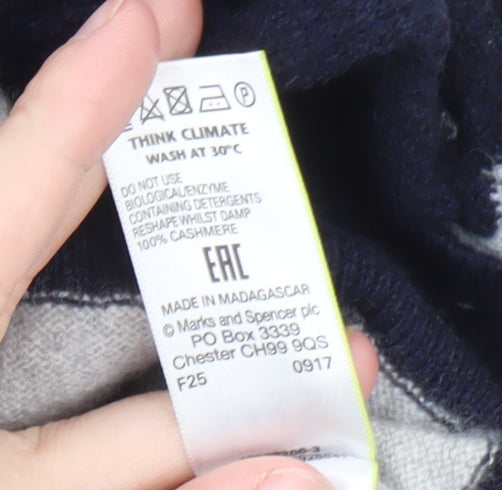 Marks and Spencer Men’s Blue Mix Cashmere Crew Neck Jumper Size S
