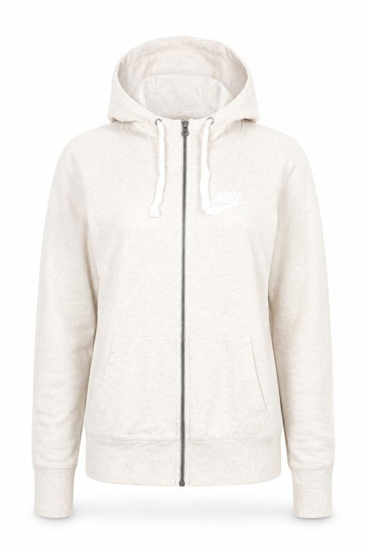 Nike Womens Beige Full Zip Hoodie Medium Organic Cotton Blend