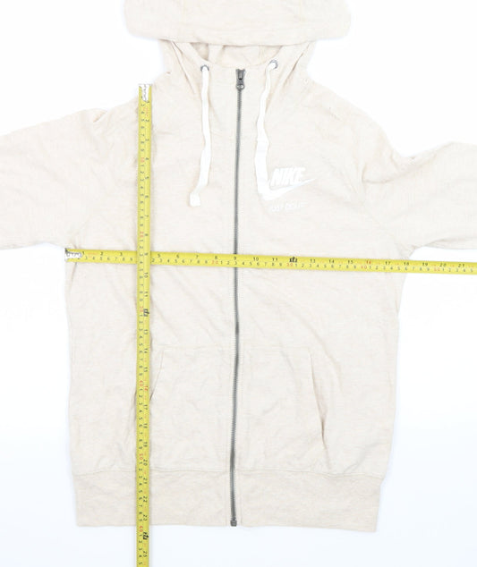 Nike Womens Beige Full Zip Hoodie Medium Organic Cotton Blend