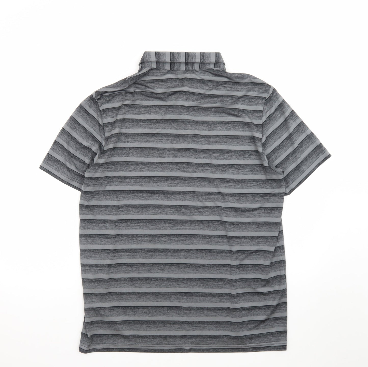 adidas Men's Grey Striped Performance Polo Shirt Size L