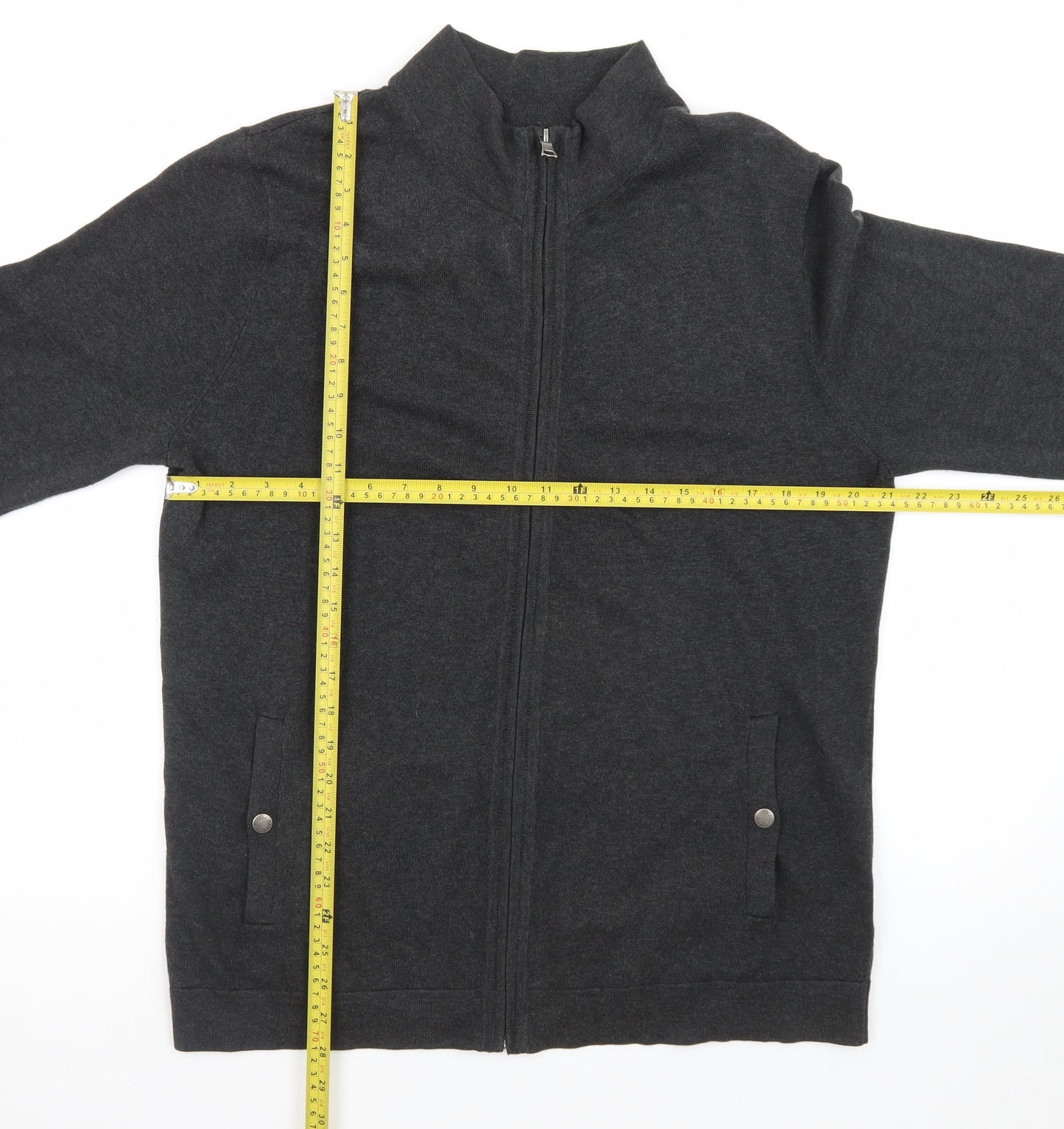 Banana Republic Men's Grey Full Zip Cotton Jumper Size M