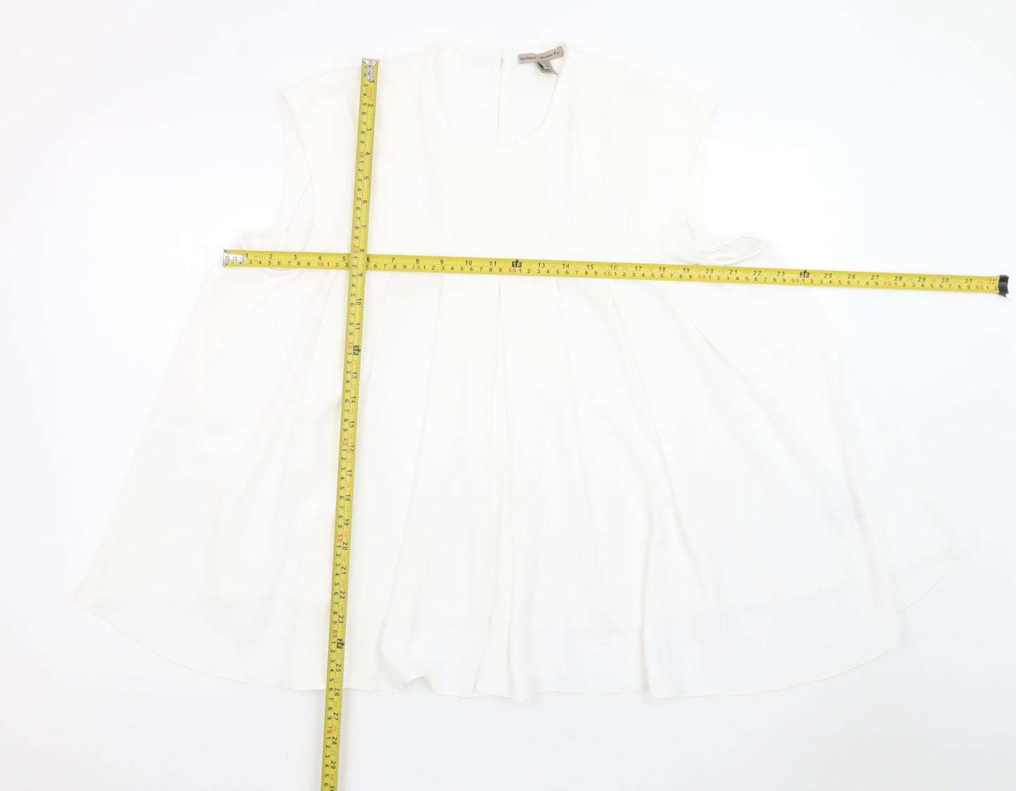 River Island Women's White Sleeveless Tunic Blouse Size 14