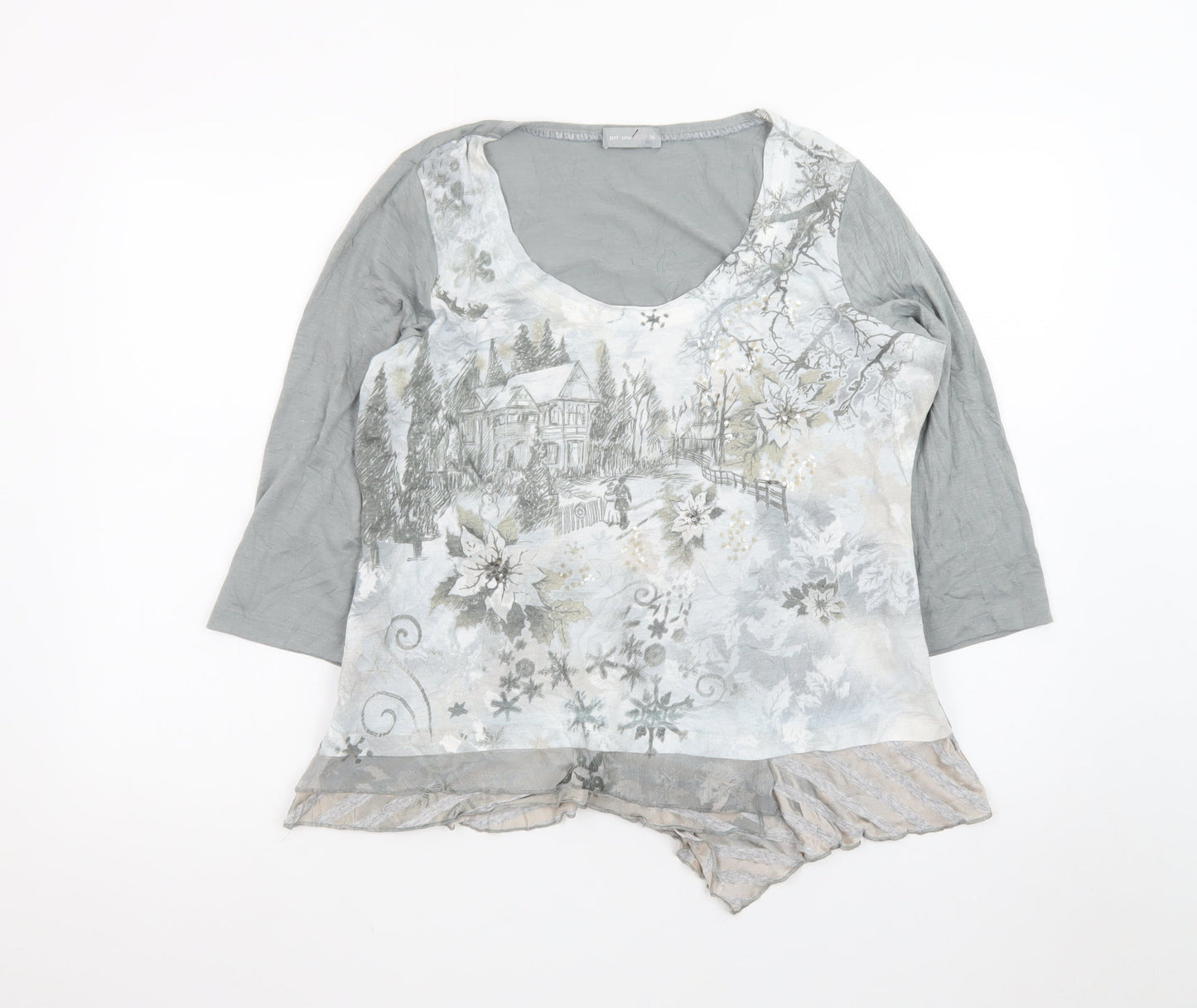Marks and Spencer Per Una Women’s Grey Floral Tunic Blouse Size 16