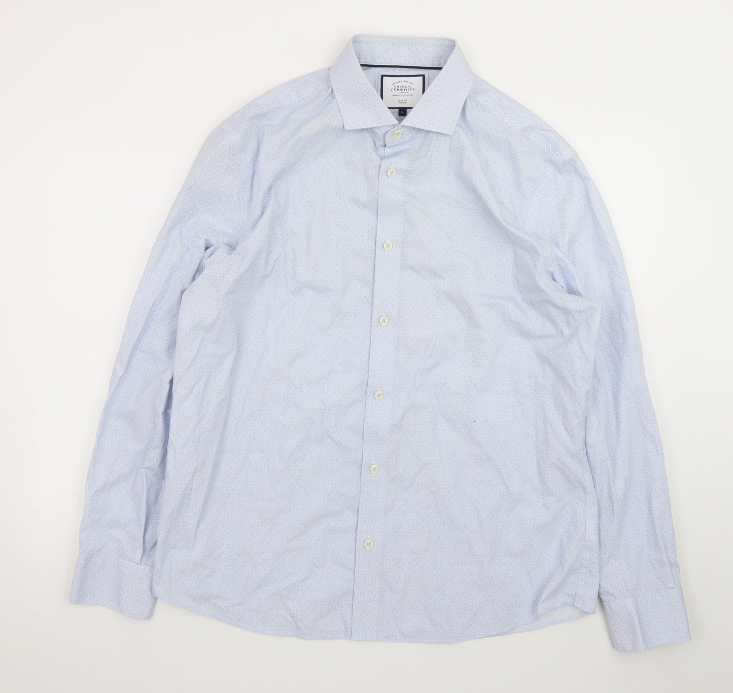Charles Tyrwhitt Men's Blue Slim Fit Non-Iron Cotton Dress Shirt XL