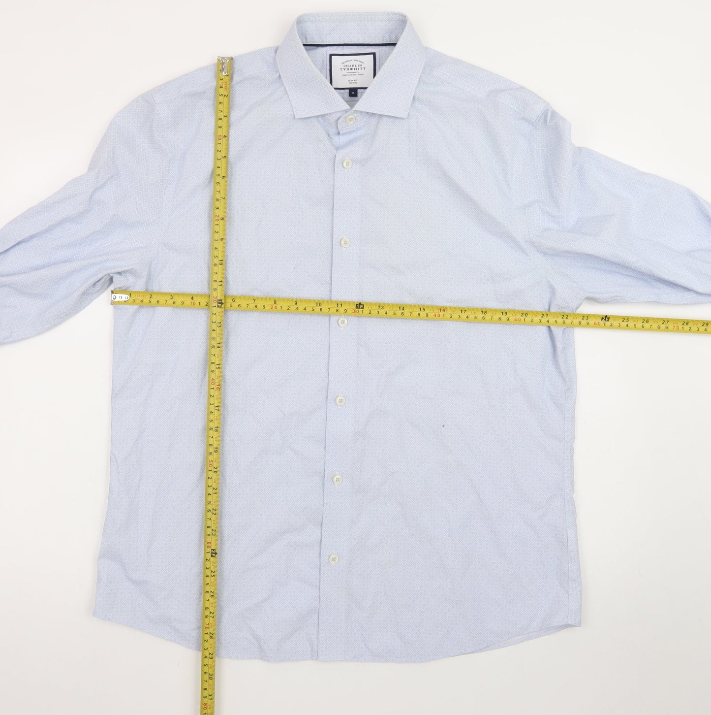 Charles Tyrwhitt Men's Blue Slim Fit Non-Iron Cotton Dress Shirt XL