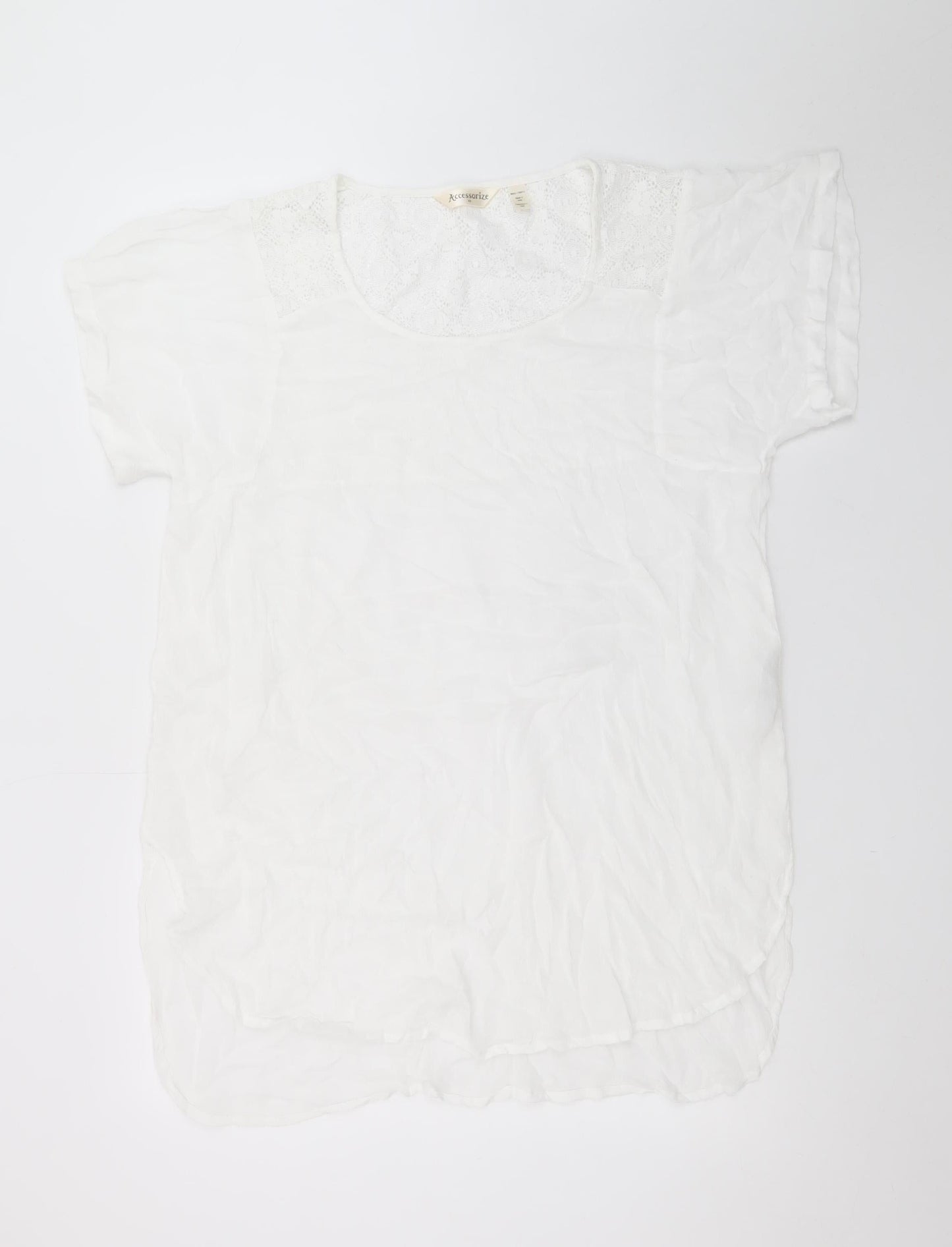 Accessorize Women’s White Lace Shift Dress XS Short Sleeve Summer