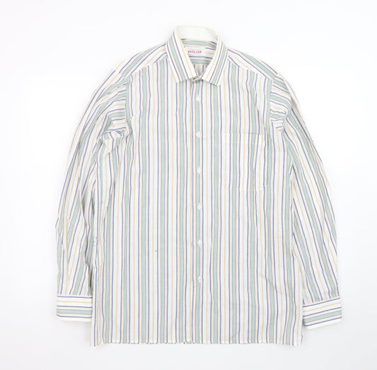 Peter England Men's Multicoloured Striped 15in Regular Fit Cotton Blend Long Sleeve Shirt