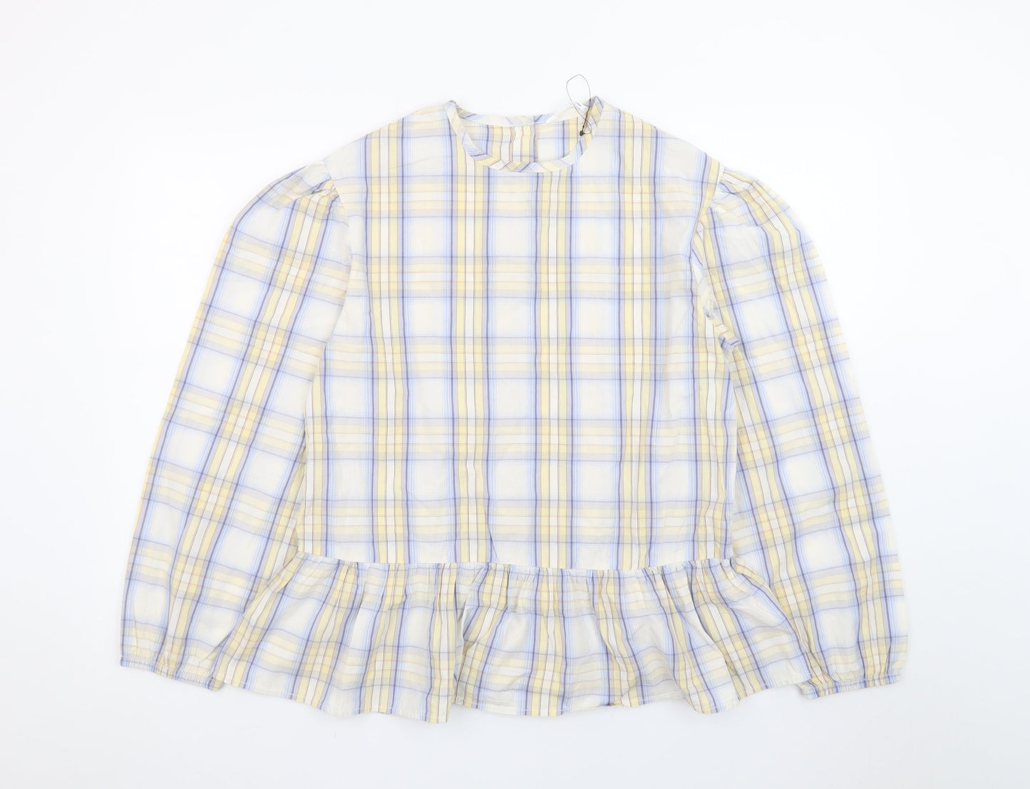 Marks and Spencer Teens Multicoloured Cotton Check Ruffle Blouse Size 16