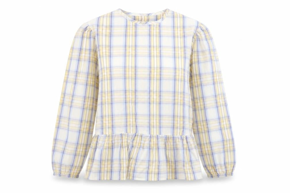 Marks & Spencer Teens Multicoloured Cotton Check Ruffle Blouse Size 16