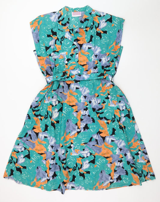 Newman Casuals Women Multicoloured Size 18 Vintage Floral Shirt Dress