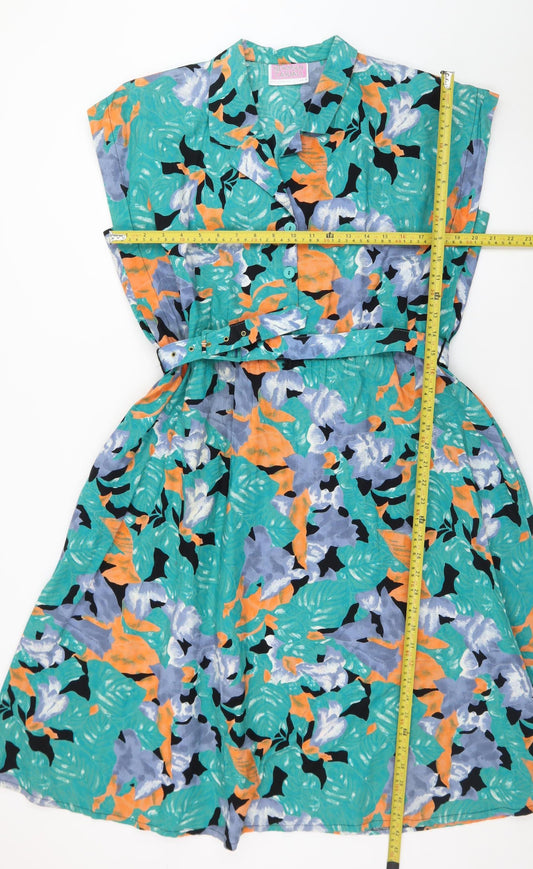 Newman Casuals Women Multicoloured Size 18 Vintage Floral Shirt Dress