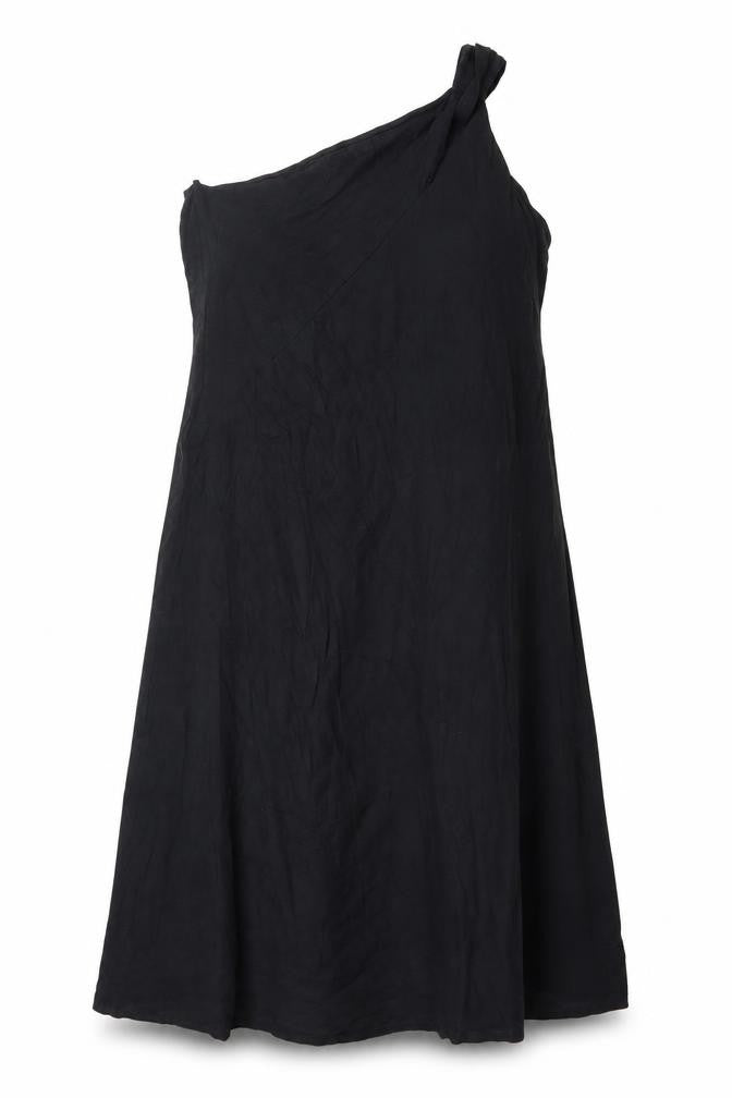 Marks & Spencer Women's Black Cotton One Shoulder A-Line Dress Size 18