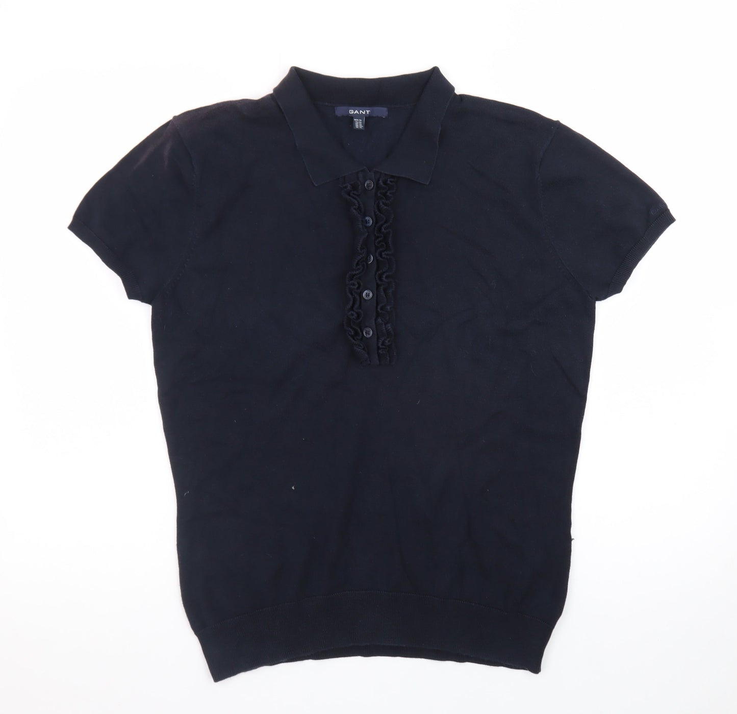 GANT Men's Black XL Cotton Blend Short Sleeve Polo Shirt