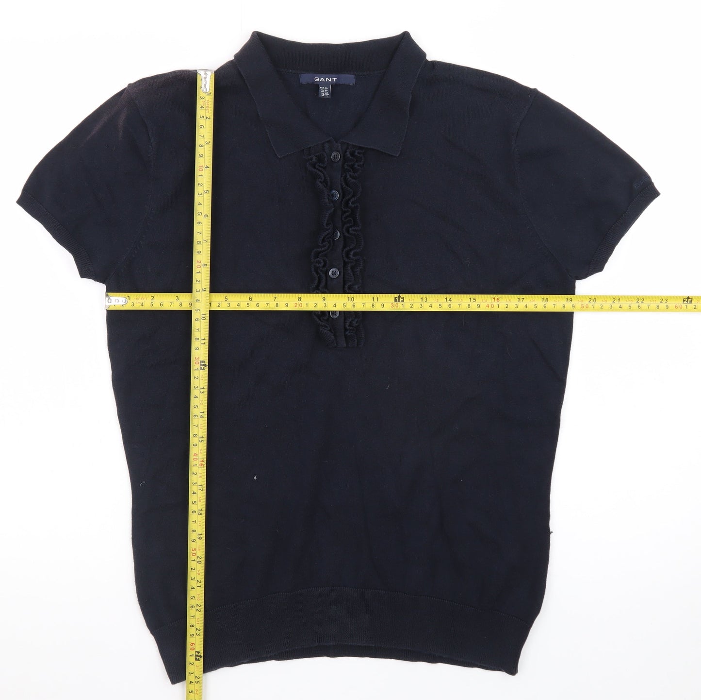 GANT Men's Black XL Cotton Blend Short Sleeve Polo Shirt