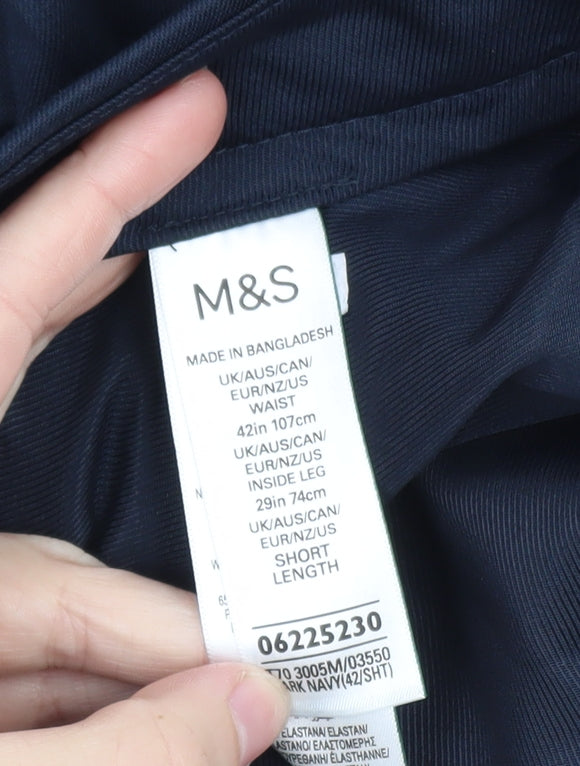 Marks and Spencer Men's Blue 42in Regular Fit Dress Pants