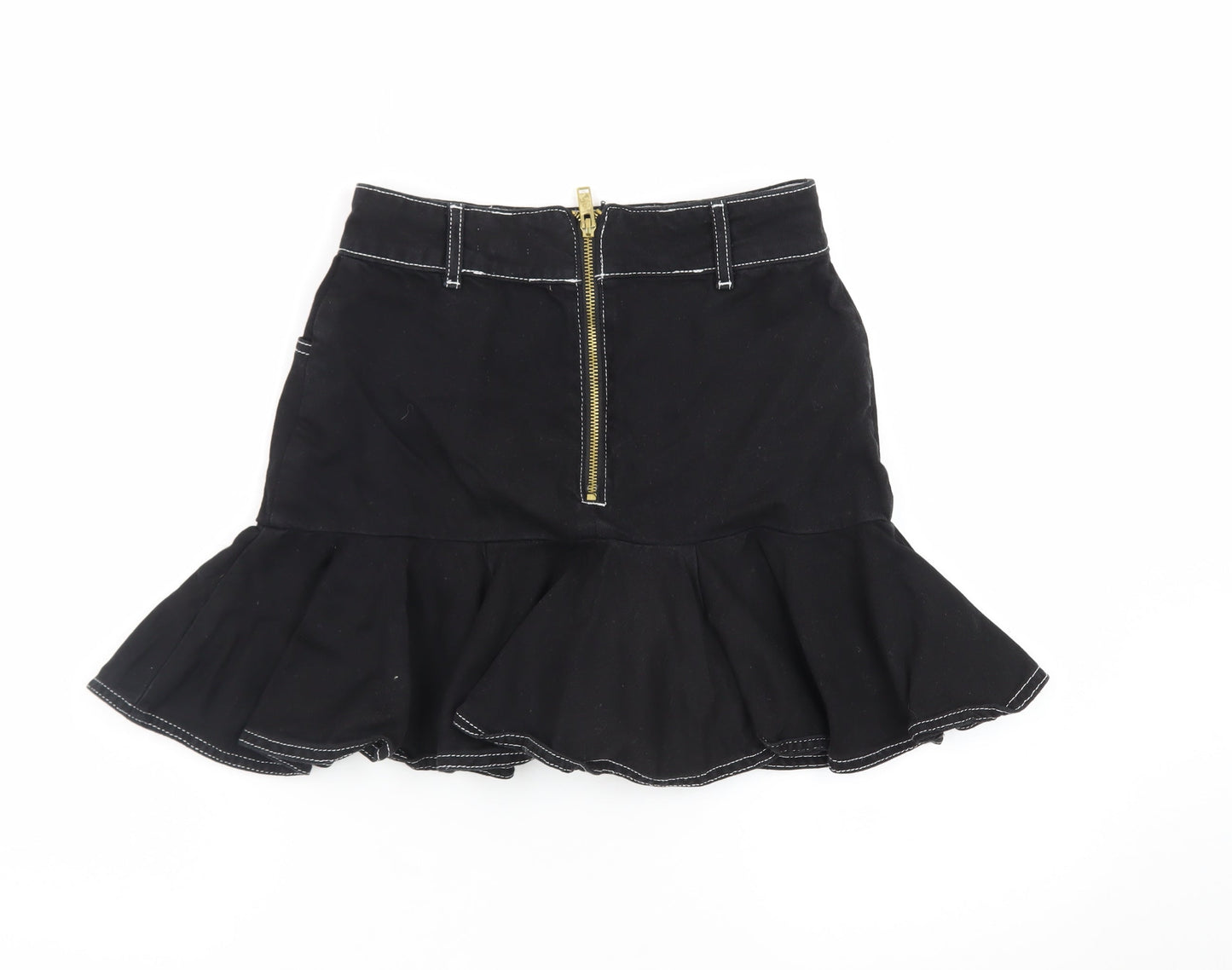 River Island Women’s Black Flared Short Denim Skirt Size 8