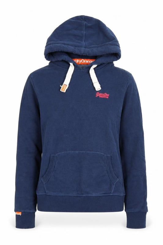 Superdry Women Navy Blue Pullover Hoodie Size L Orange Label