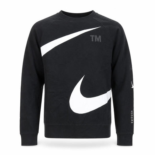 Nike Men's Black Swoosh Logo Graphic Crew Neck Sweatshirt Small