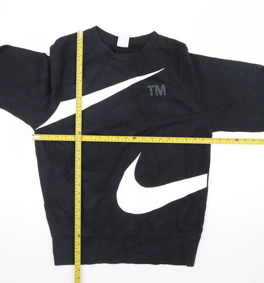 Nike Men's Black Swoosh Logo Graphic Crew Neck Sweatshirt Small