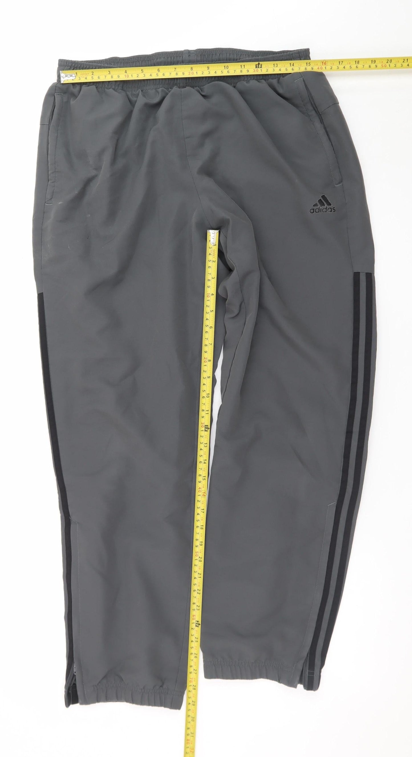 Adidas Men's Grey L Jogger Trousers with Ankle Zip and Pockets