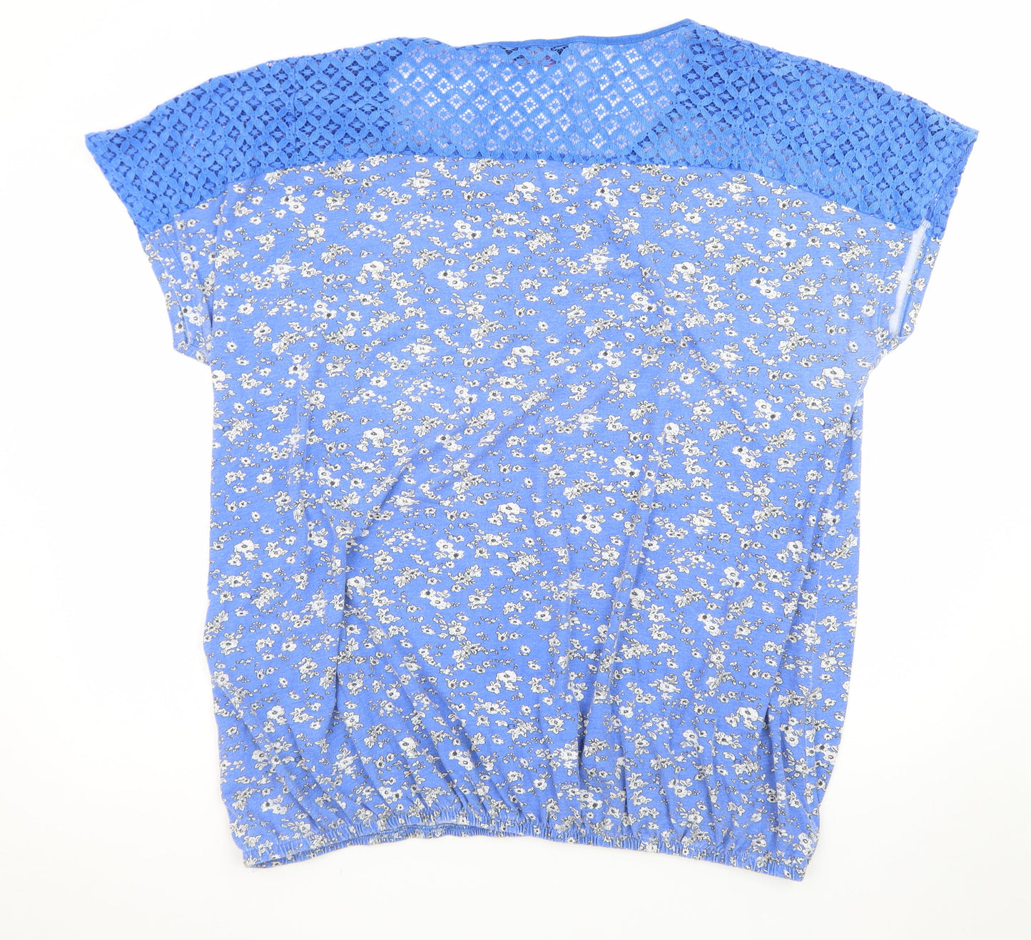 Yours Womens Blue Floral Lace Shoulder Tunic Top Size 22