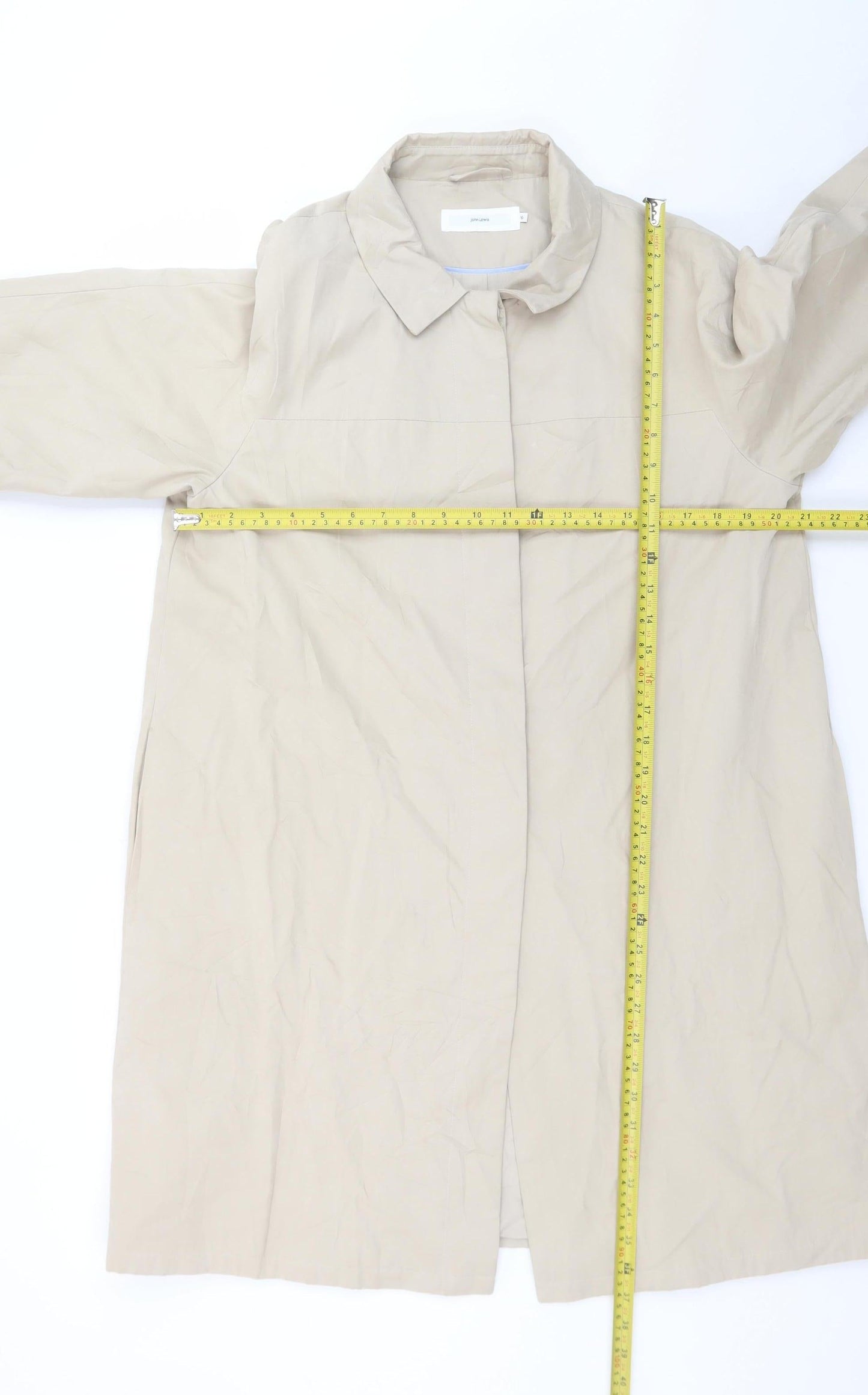 John Lewis Women’s Beige Long Trench Coat Size 16 Cotton Blend