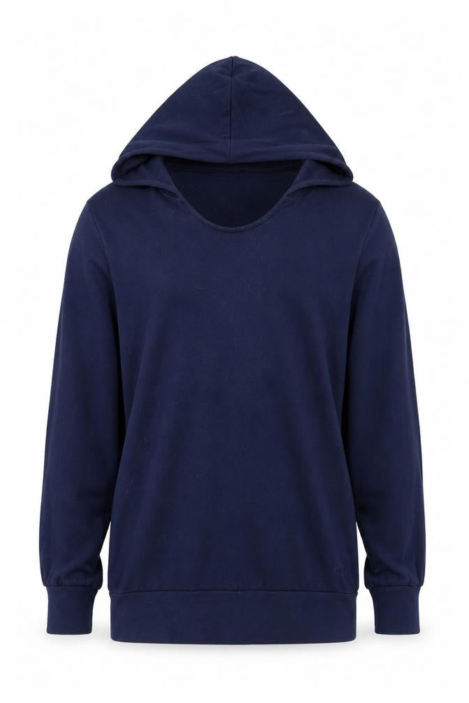 Manuka Unisex Blue Small Pullover Hoodie Embroidered Floral Slim Fit