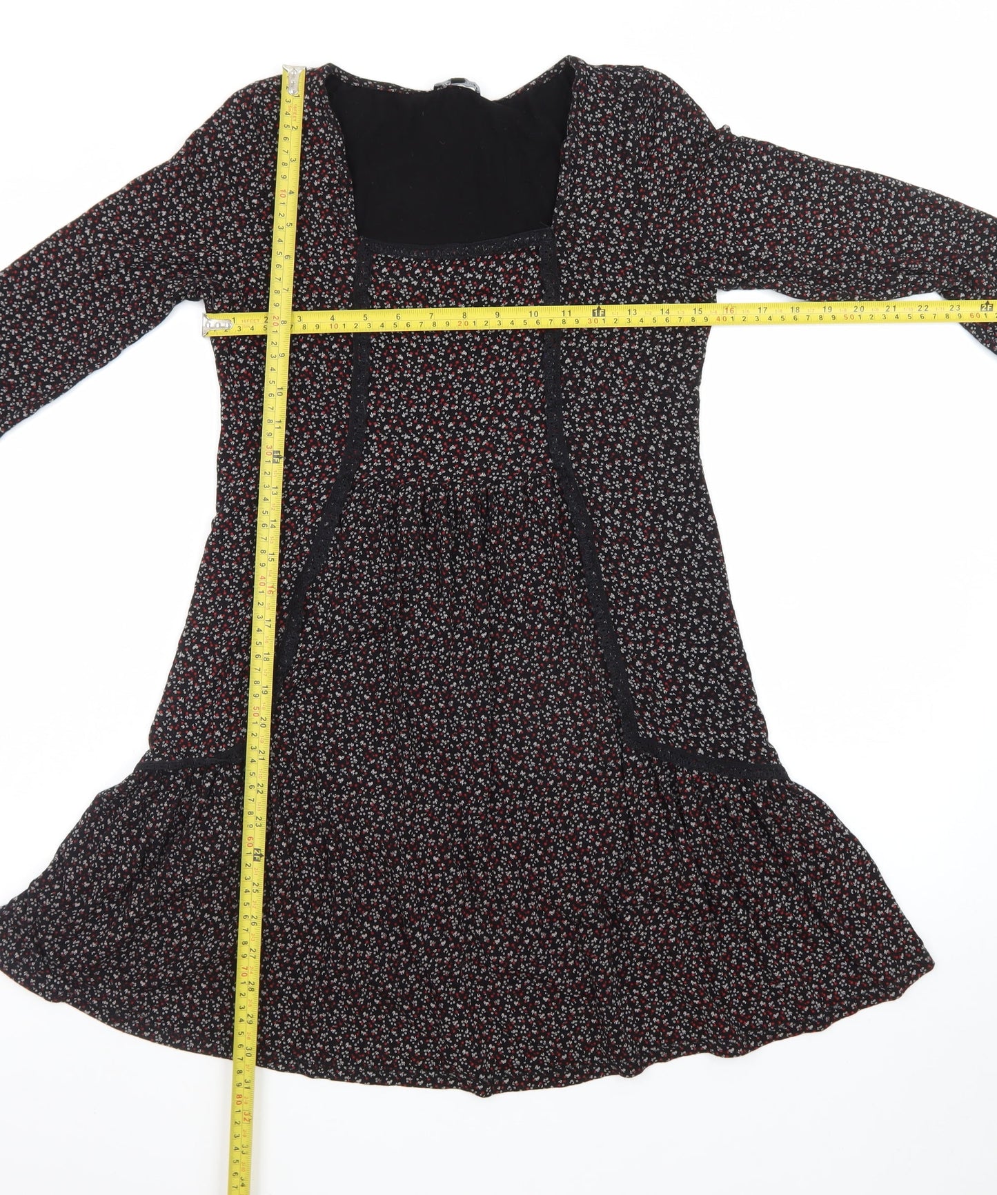 Warehouse Women’s Black Floral Fit & Flare Dress Size 12