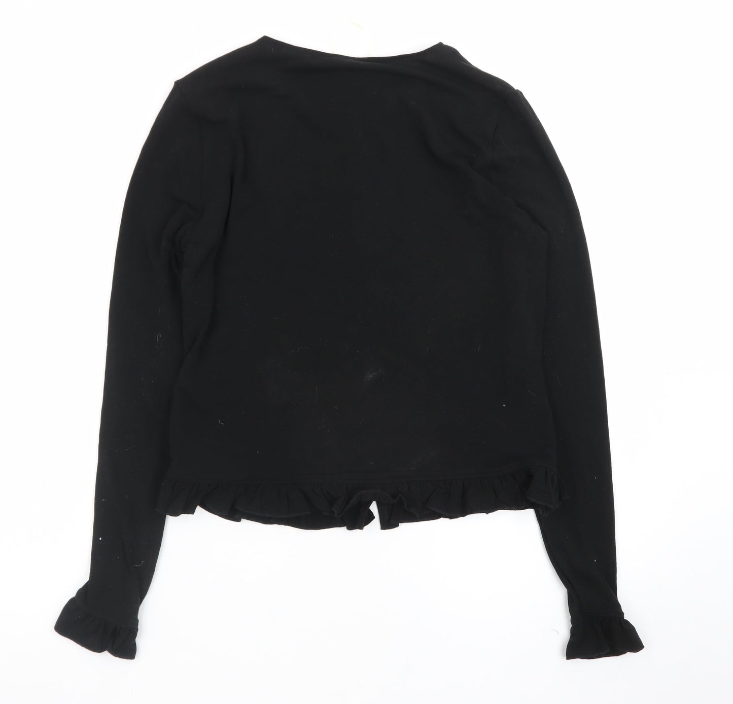 Marks and Spencer Women's Black Ruffle Button Cardigan Size 12