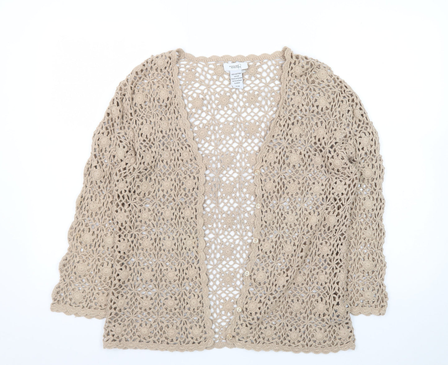 Northern Reflections Women's Beige Crochet Cotton Cardigan M