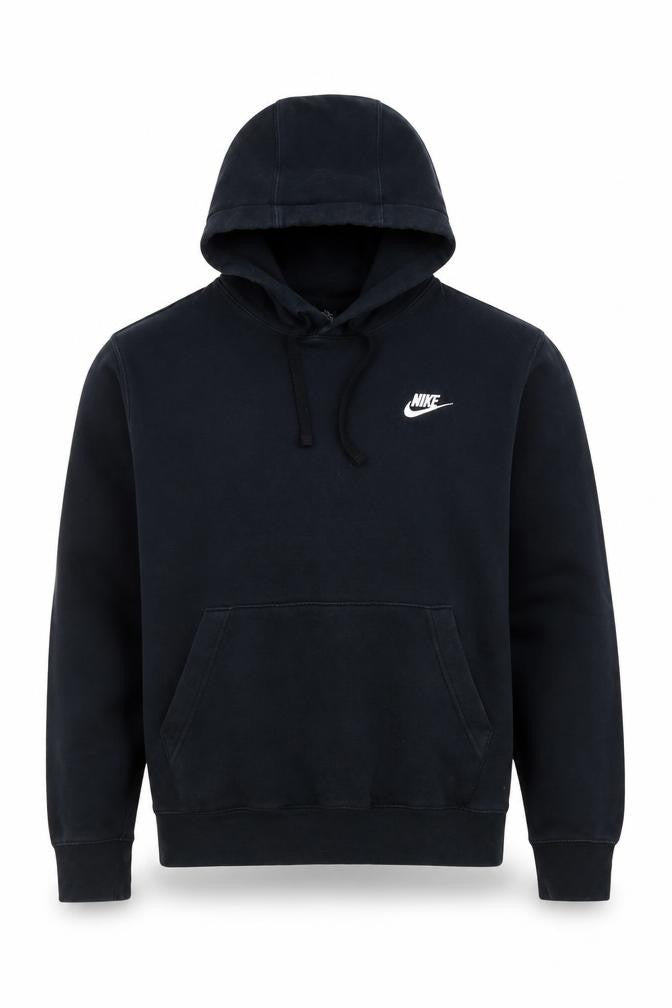 Nike Men's Black Pullover Hoodie M Regular Fit Logo Fleece Sweatshirt