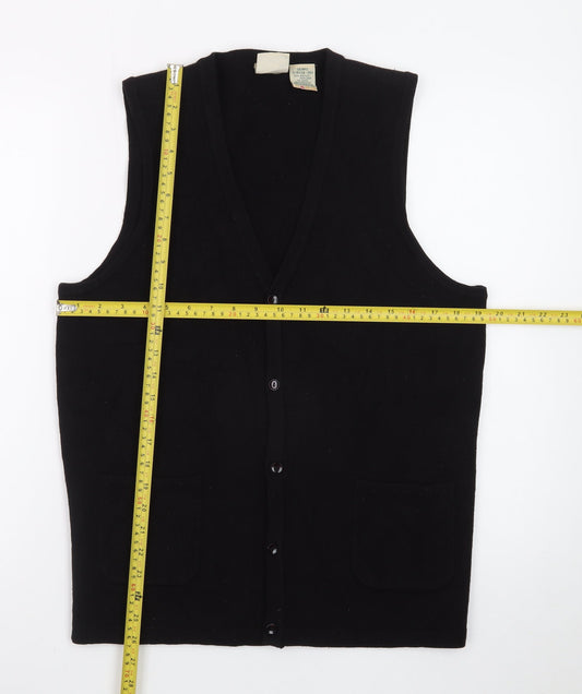 Vintage Sears Womens Black Acrylic Knit Vest Jumper Size S