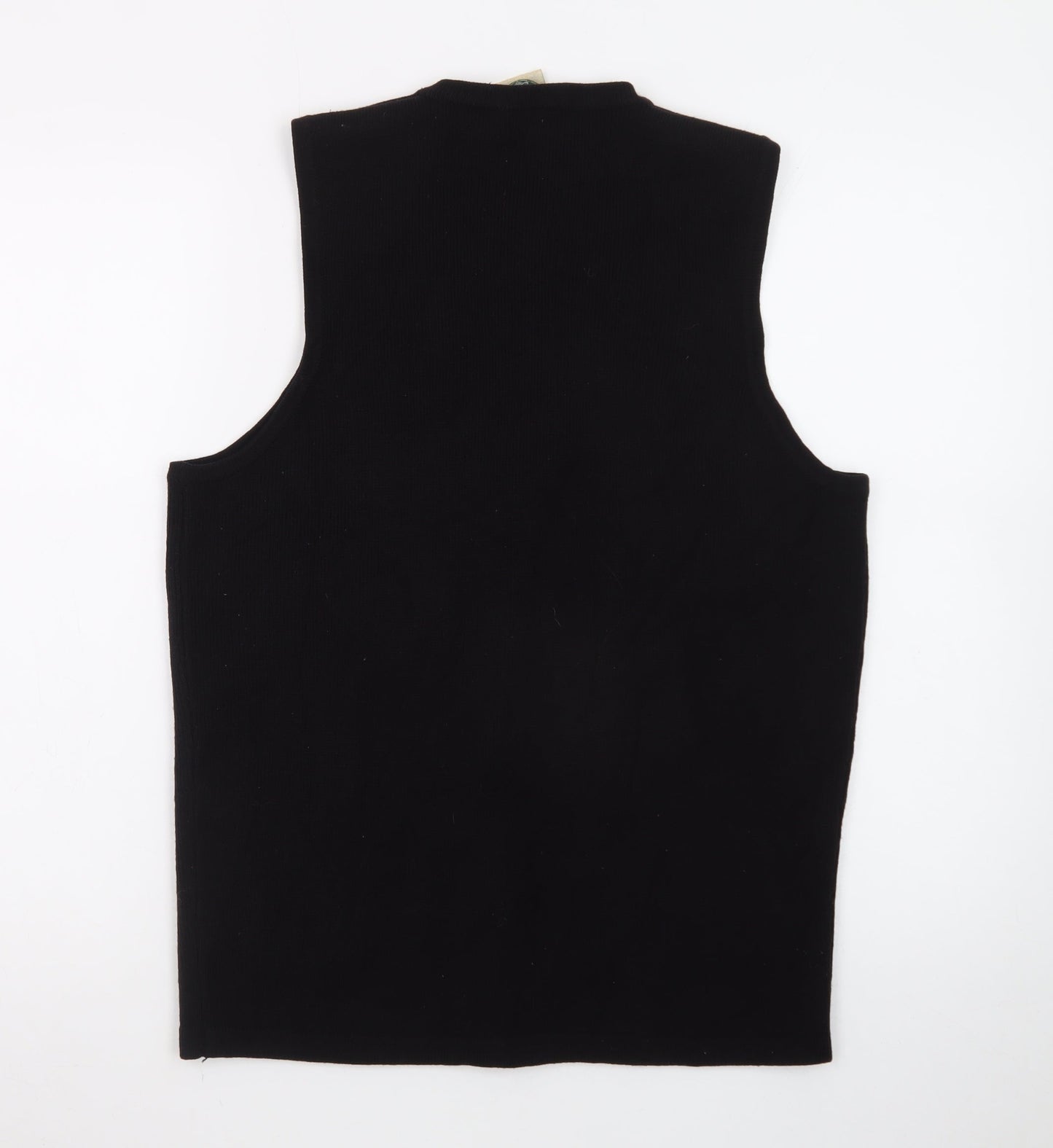 Vintage Sears Womens Black Acrylic Knit Vest Jumper Size S