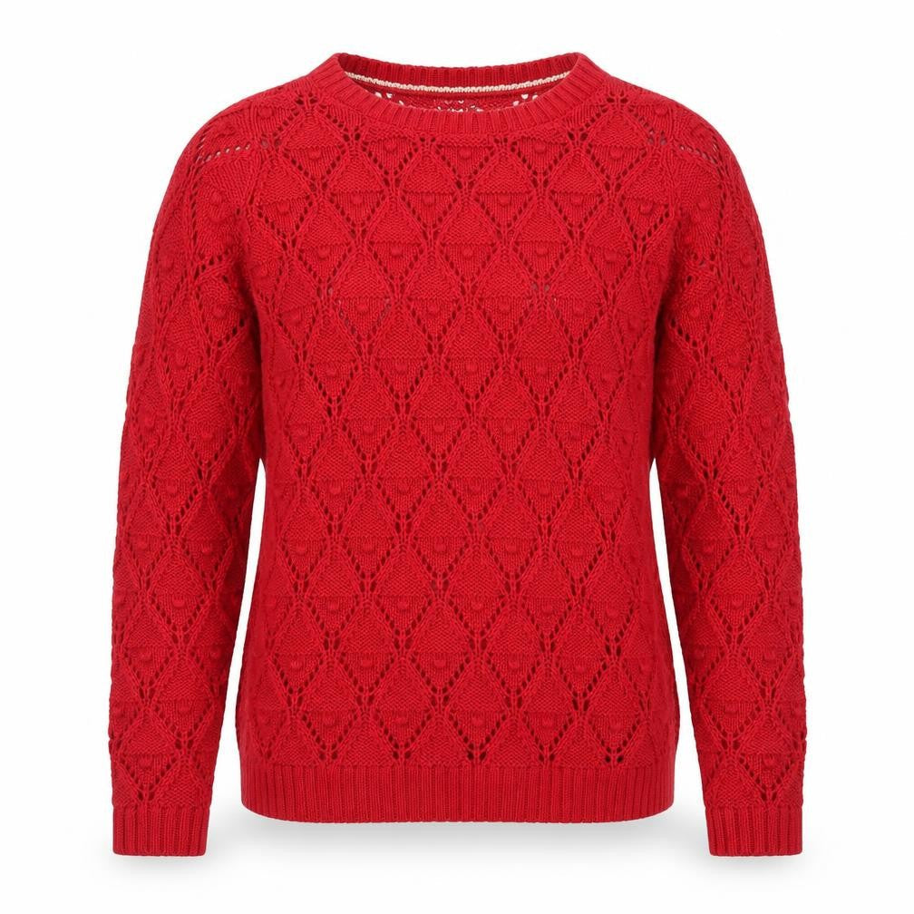 Tommy Hilfiger Men Red Open-Knit Cotton Jumper M