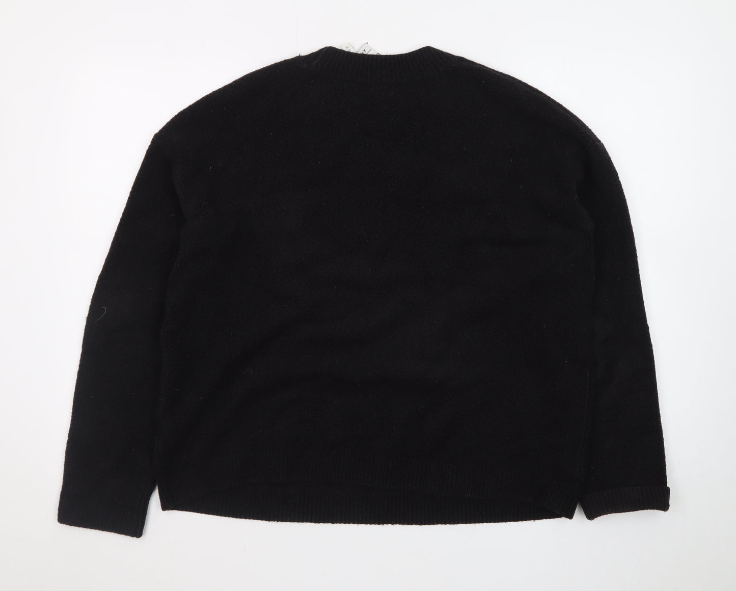& Other Stories Women Black Wool Crew Neck Long Sleeve Jumper Size 12