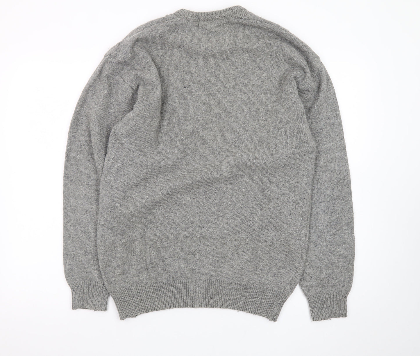 Vinsor Men's Grey Wool Cable Knit Crew Neck Jumper Size M
