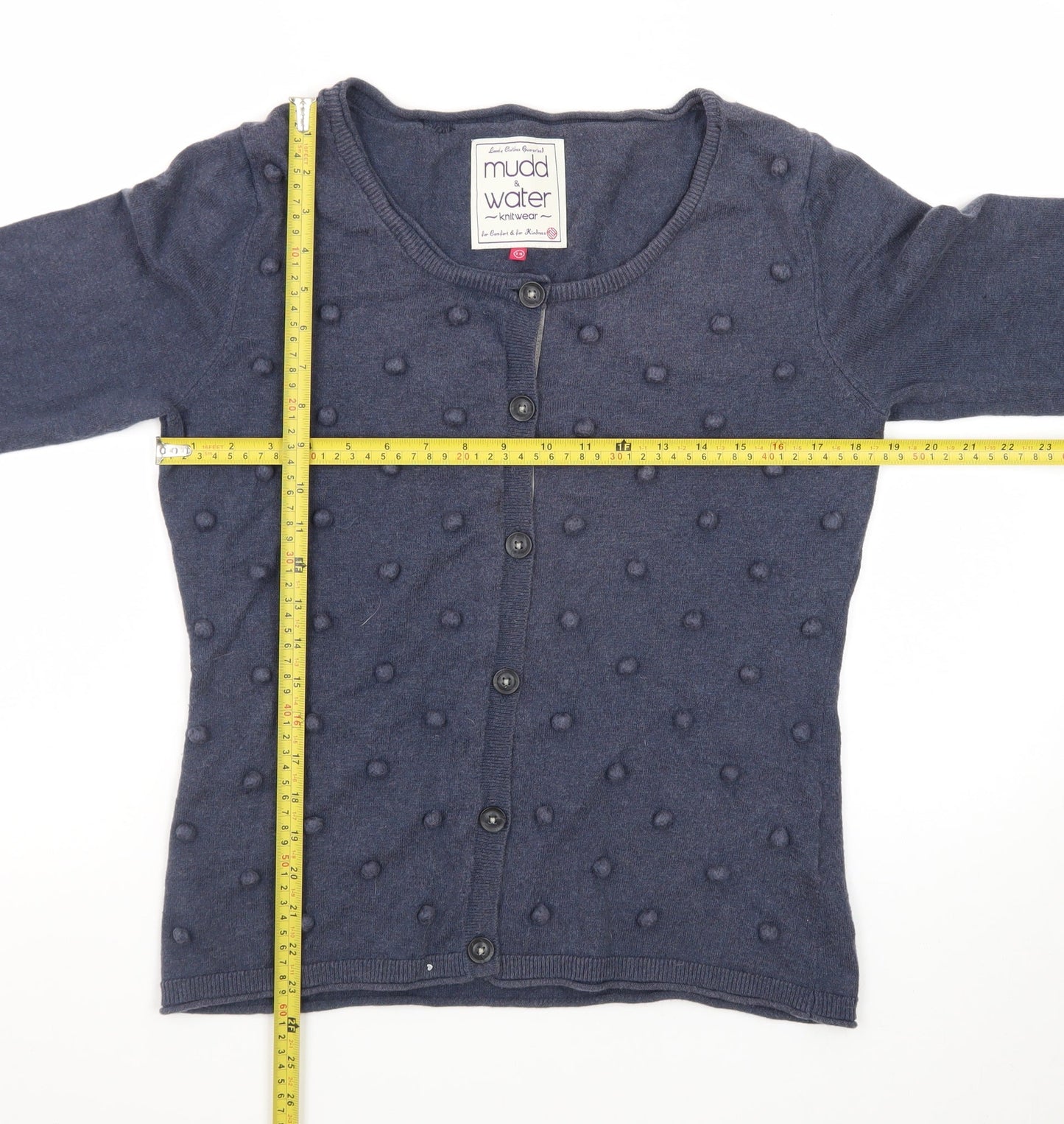 Mudd & Water Women's Blue Cotton Wool Knit Cardigan Size 14