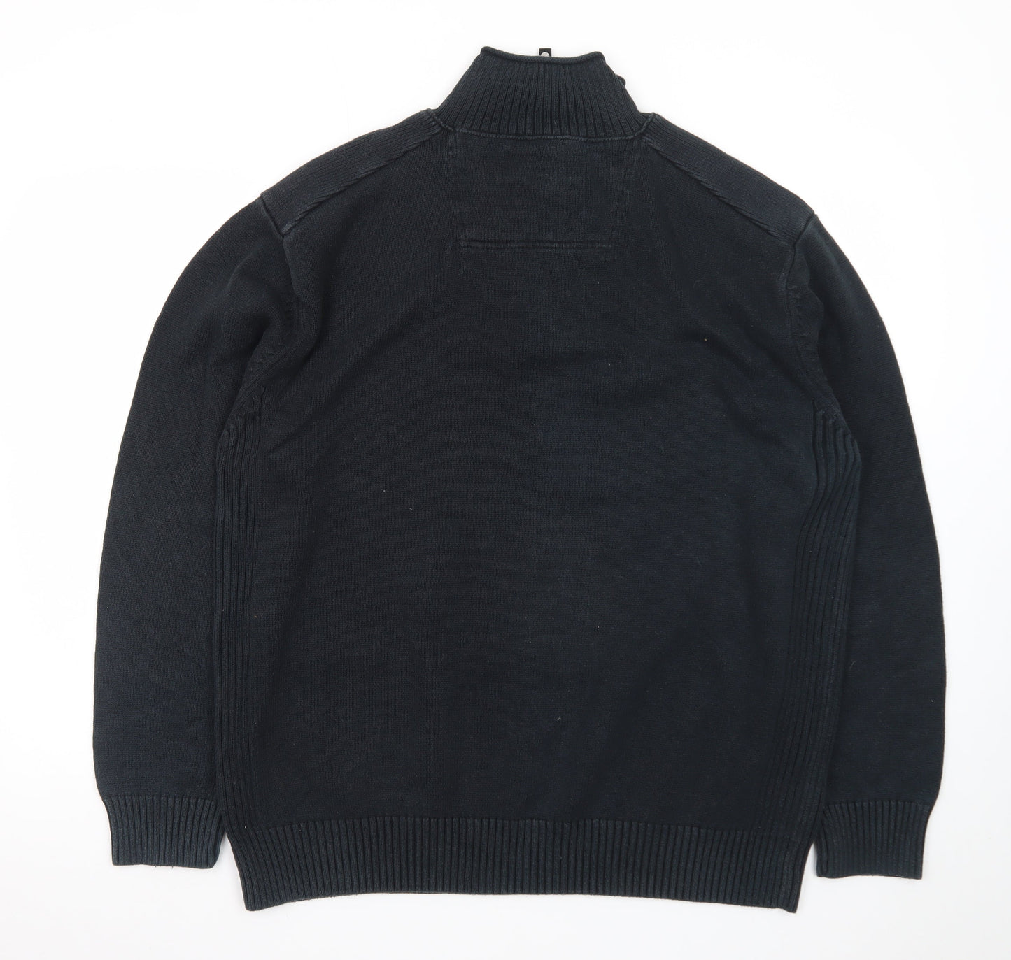 Next Men's Black XL 1/2 Zip High Neck Cotton Jumper