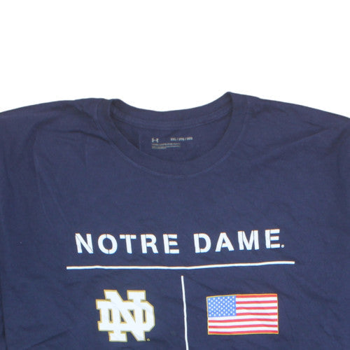 Under Armour Men's Navy Notre Dame USA Flag Graphic T-Shirt 3XL Loose Fit
