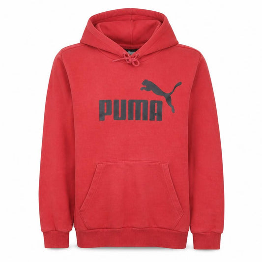 Puma Men's Red Pullover Hoodie Small Fleece Logo Sweatshirt