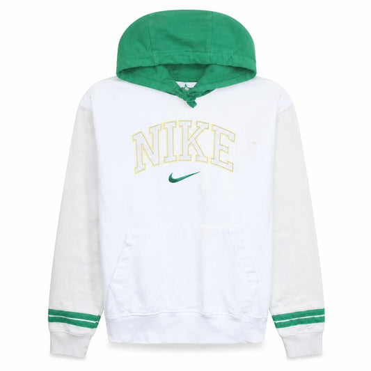 Nike Men's White Green Pullover Hoodie M Sports Graphic Cotton